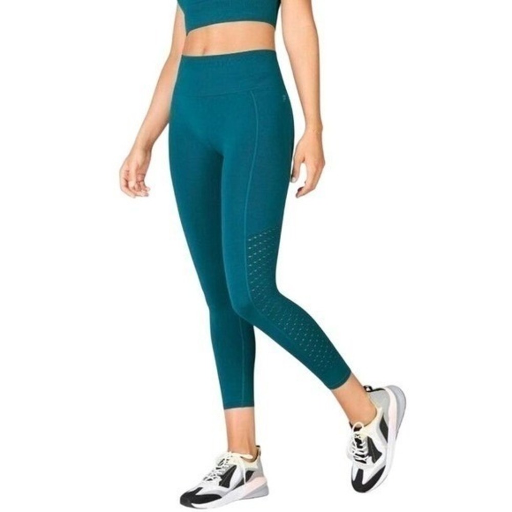 Fabletics Womens‎ Seamless High Waisted Leggings Teal Athleisure Workout Fitness